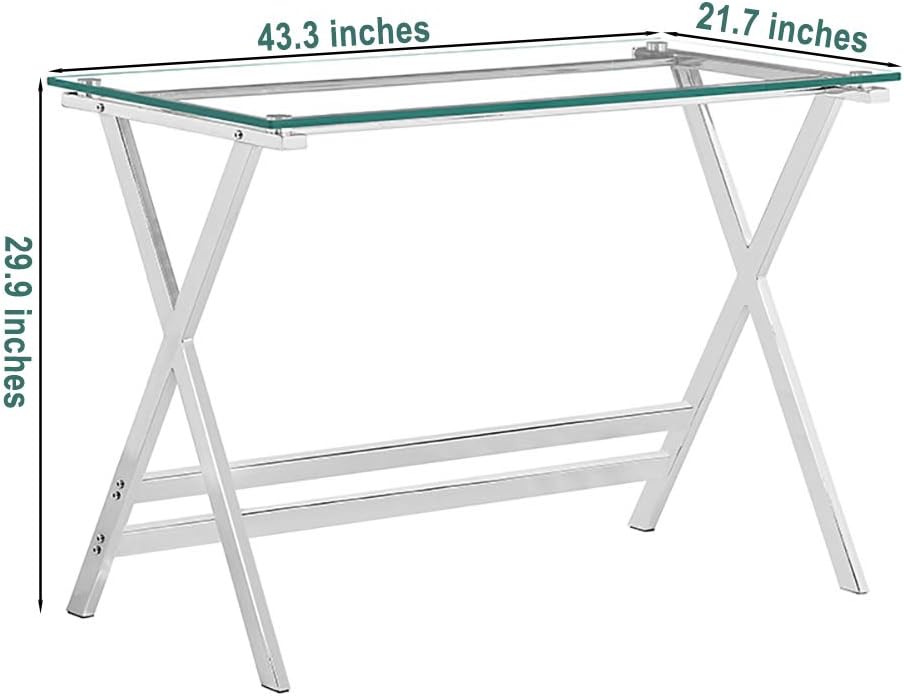 Tempered Glass Computer Desk Modern Student Writing Study Desk,Small Computer Desk,Home Office Desk