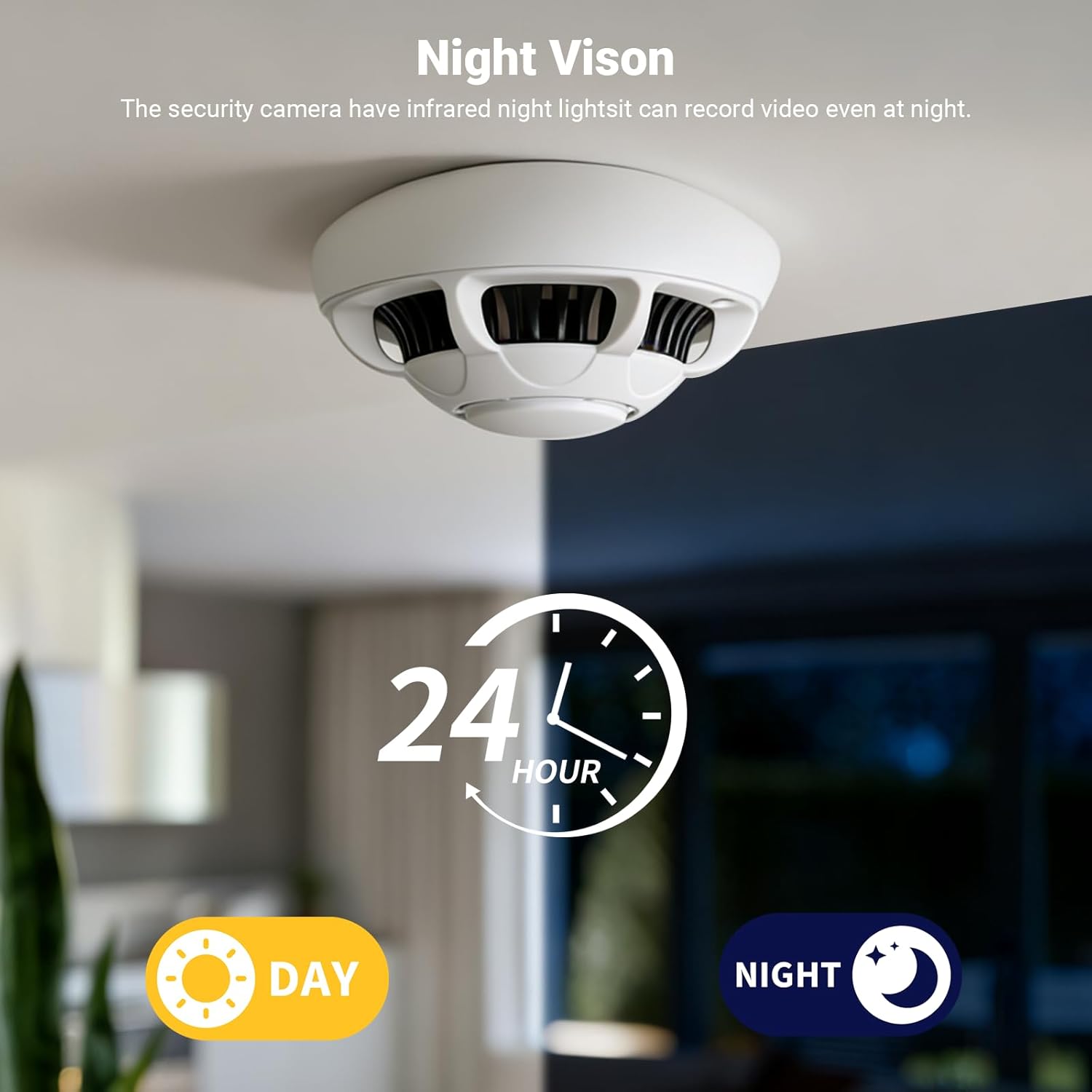 Hidden Camera Smoke Detector HD 1080P Wireless Camera Small Nanny Cam for Home Security Cameras for Home/Baby/Pet/Nanny with App Live Feed No Smoke Detector Function