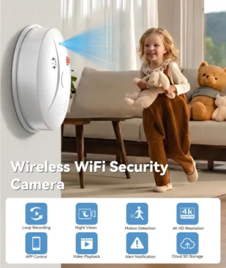 1080P HD Wireless WiFi Indoor Camera Smoke Detector for Home Security with App Control & Motion Detection,Outdoor Camera with Night Vision & Loop Recording for Office/Garage/Shop,Easy to Use & Install 1080P-New