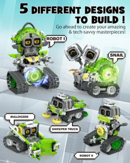 5in1 STEM AI Robot Toys Building Set, 478Pcs APP & Remote Control Engineering Erector Blocks for Kids Age 6-8, Coding Interactive Educational Christmas Birthday Gift for 10-12 Year Boys & Girls