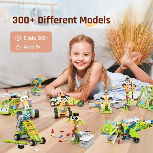 Coding Robot Kit for Kids Ages 6+, 200+ in 1 APP Control Dinosaur Robot Toy, Educational Scratch Program Robotic Kit with 47 Video Courses, Toy for Boys Girls(600 Blocks) Premium Edition