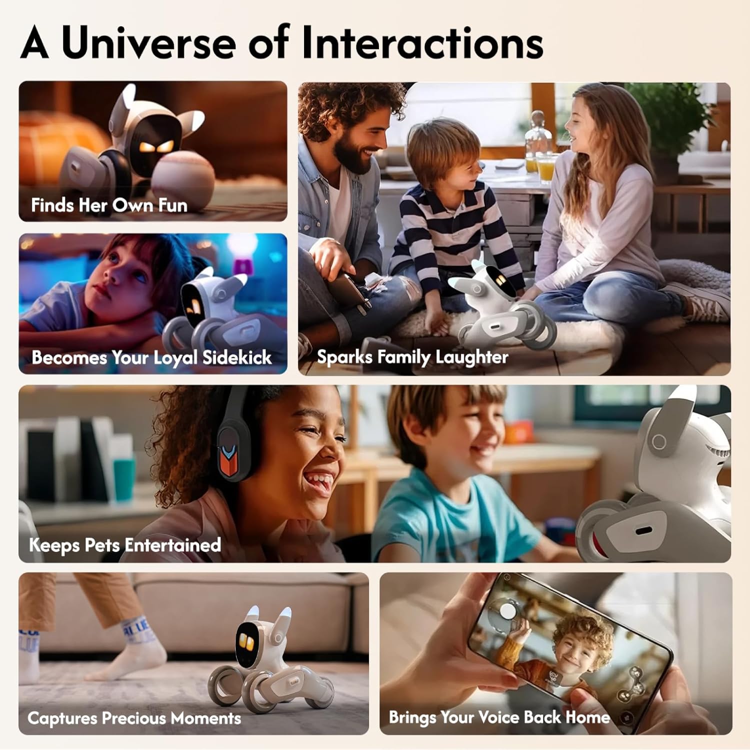Robot Pet Dog ChatGPT-4o Smart AI-Powered Companion Voice & Gesture Control, Real-Time Interaction Robotics Toys for Kids, Home Monitoring - Includes Charging Dock Loona with dock recharge