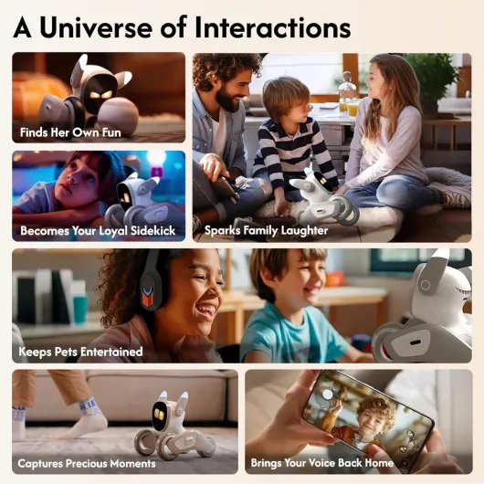 Robot Pet Dog ChatGPT-4o Smart AI-Powered Companion Voice & Gesture Control, Real-Time Interaction Robotics Toys for Kids, Home Monitoring - Includes Charging Dock Loona with dock recharge