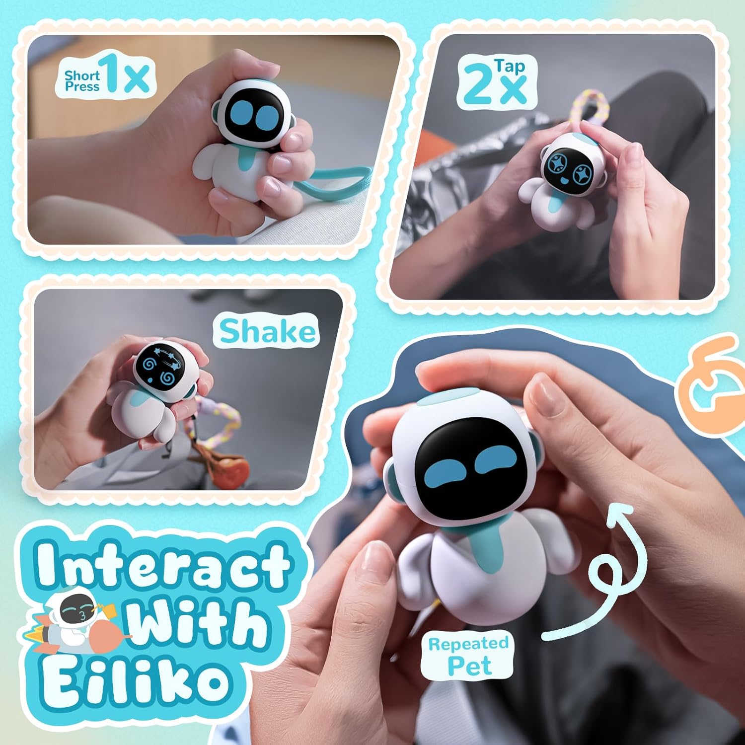 Eiliko Aquamarine - Your Tiny AI Charm Robot That Matches Every Daily Outfit, Fun Electronic Pendant Toys, for Couples and Best Friends.