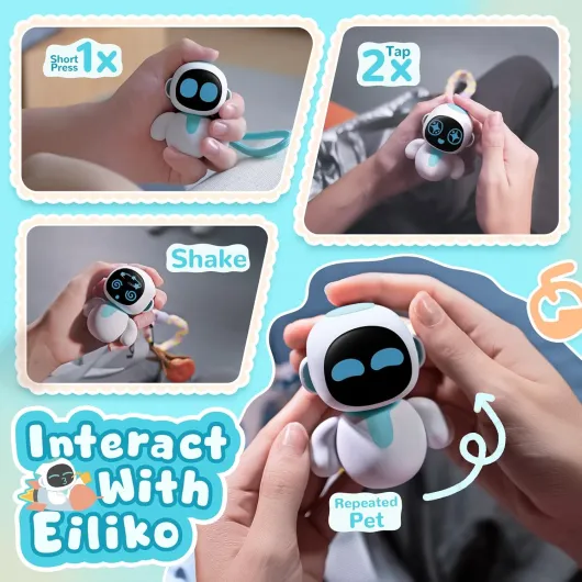 Eiliko Aquamarine - Your Tiny AI Charm Robot That Matches Every Daily Outfit, Fun Electronic Pendant Toys, for Couples and Best Friends.