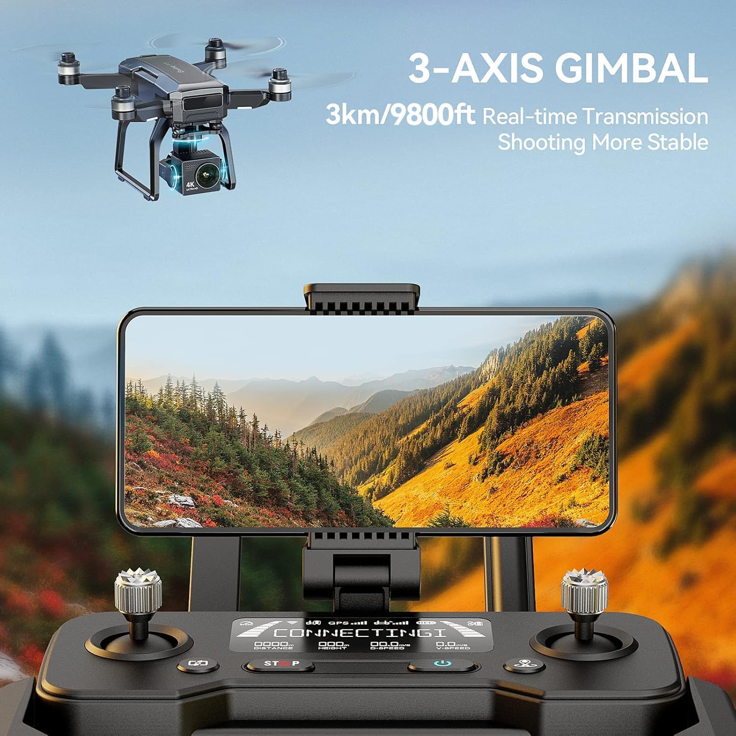 F7GB2 Pro Drones with Camera for Adults 4K UHD Aerial, 3-Axis Gimbal, 10000FT Control, 75 Mins Flight Time with 3 Batteries, GPS Follow, Waypoint, Orbit Fly, Auto Return, Beginner Mode