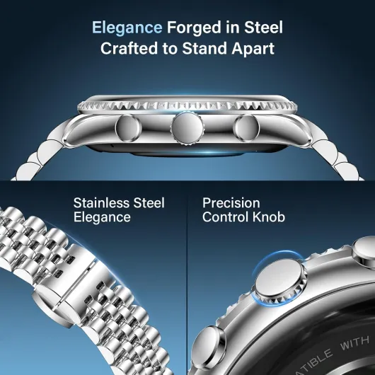 2026 Smart Watch for Men Answer/Make Call for Android iPhone, 1.32" AMOLED HD Screen Mens Luxury Watch, 1st Heavy Duty Smartwatch Heart Rate Blood Oxygen Blood Pressure Sleep Monitor Pedometer Silver