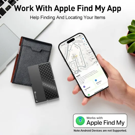 2026 [Apple MFi Certified] (iOS Only) Bluetooth Tracker Smart Card for Apple Find My iPhone Wallet GPS Tracker, 5-10 Years Staying Power, Keys Finder and Item Locator for Keys, Bags, Passport 1 Pack