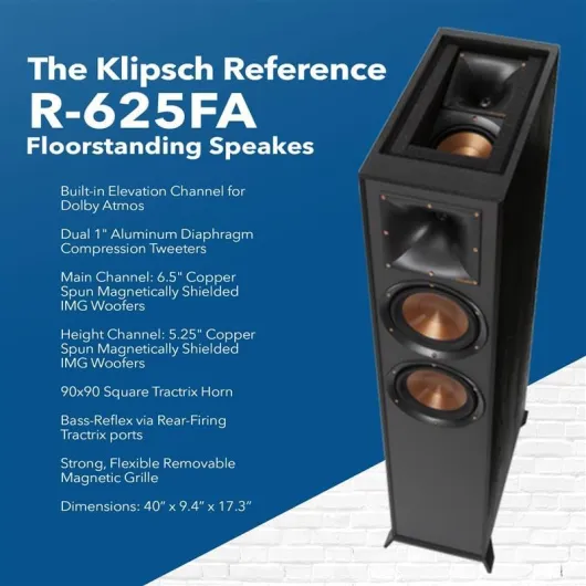 Reference 5.2 Home Theater System, Bundle 2X R-625FA Floorstanding 2X R-12SW Subwoofer, R-52C Center, R-41M Bookshelf Speakers, and Yamaha RX-V6A 7.2-Channel AV Receiver