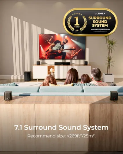 7.1ch Surround Sound Bar for Smart TV, with 4 Surround Speakers, Peak Power 330W, Surround Sound System Soundbar with Subwoofer, HDMI ARC, Bluetooth 6.0, Optical, Aux, Aura A40 Pro, 2026 Model U2603