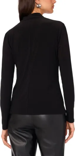 Women's Long Sleeve Wrap Top Small Rich Black
