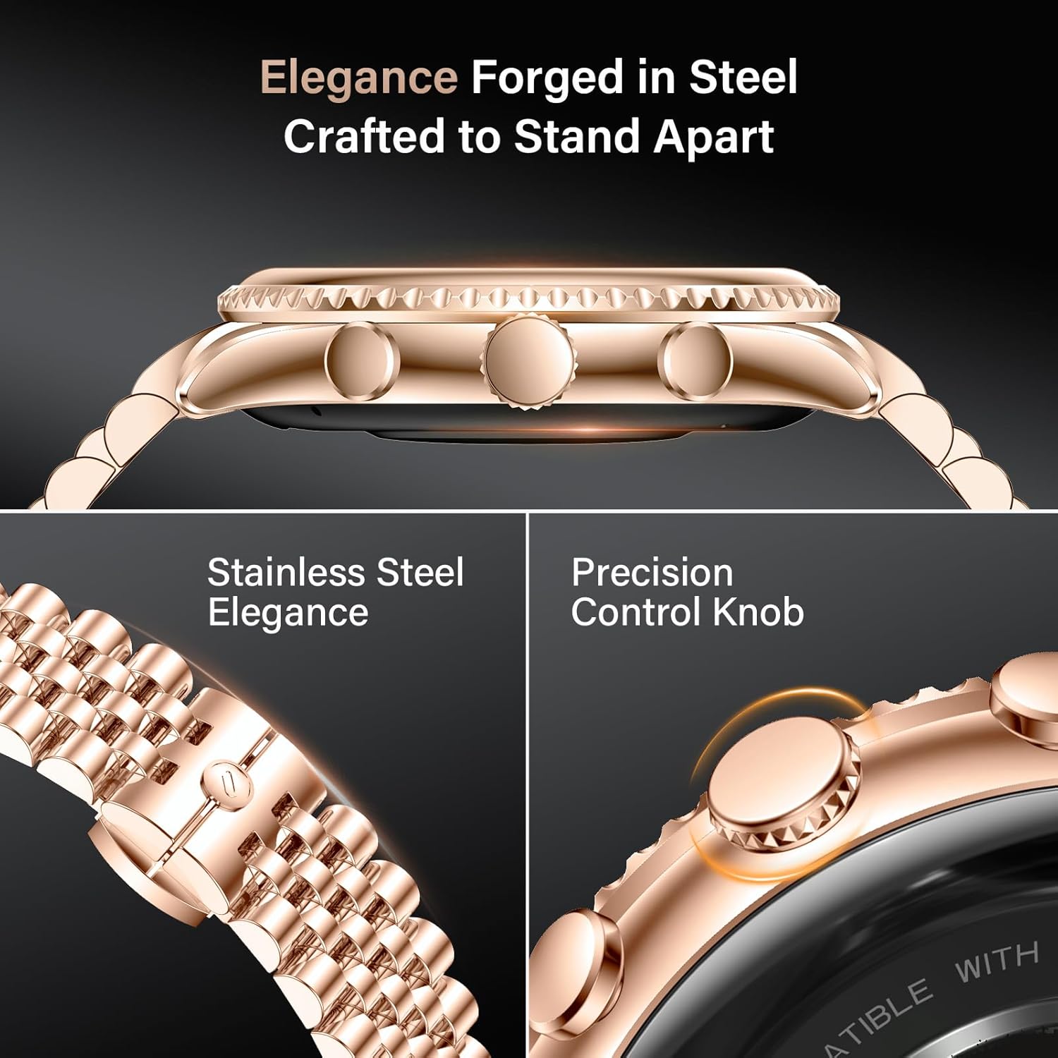 2026 Luxury Smart Watch for Men, Rotating Dial (Axe-Cut Bezel) Smartwatch, 1.32" AMOLED Display, Heart Rate, Blood Pressure, SpO2, Sleep Monitor, Stainless Steel Build, Compatible Android and iOS Gold