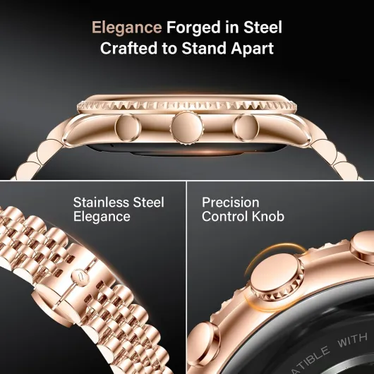 2026 Luxury Smart Watch for Men, Rotating Dial (Axe-Cut Bezel) Smartwatch, 1.32" AMOLED Display, Heart Rate, Blood Pressure, SpO2, Sleep Monitor, Stainless Steel Build, Compatible Android and iOS Gold