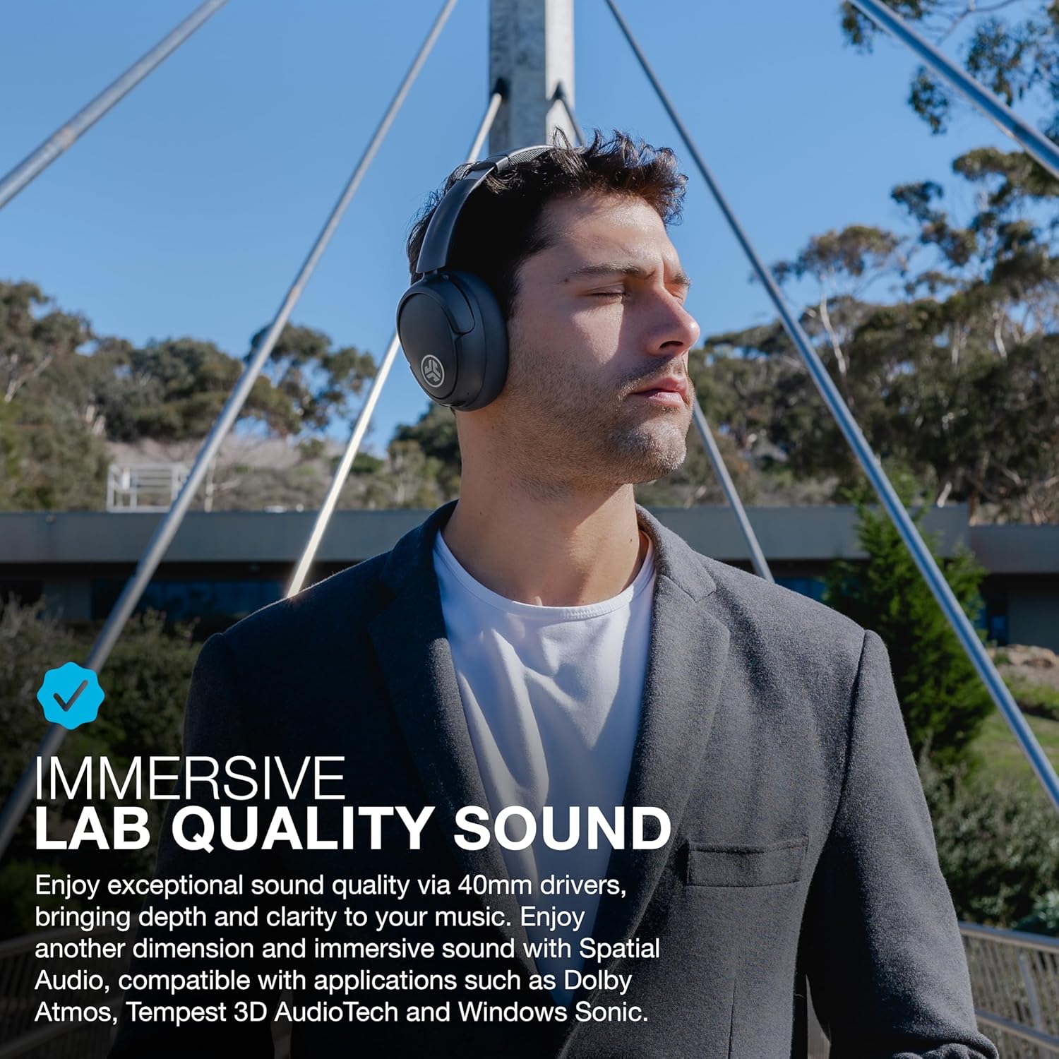 JBuds Lux ANC Wireless Bluetooth Headphones & Audio Bundles, Hybrid Active Noise Cancelling, Premium Over-Ear Headset with Optional True Wireless Earbuds Graphite Headphones