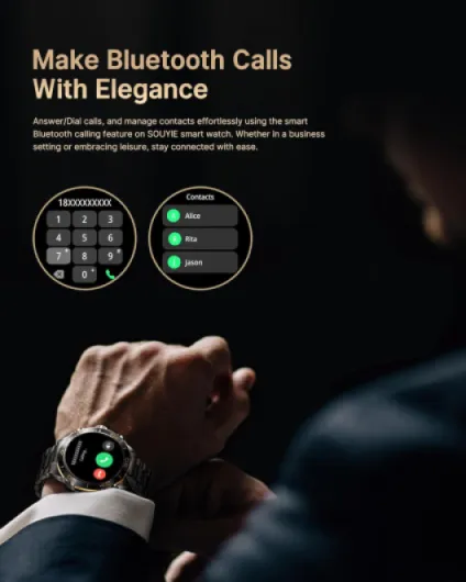 Smart Watch for Men Answer/Make Call for Android iPhone, 1.43" AMOLED HD Screen Mens Luxury Watch, 400mAh Heavy Duty Smartwatch Heart Rate Blood Oxygen Blood Pressure Sleep Monitor Pedometer, 2 Straps Black