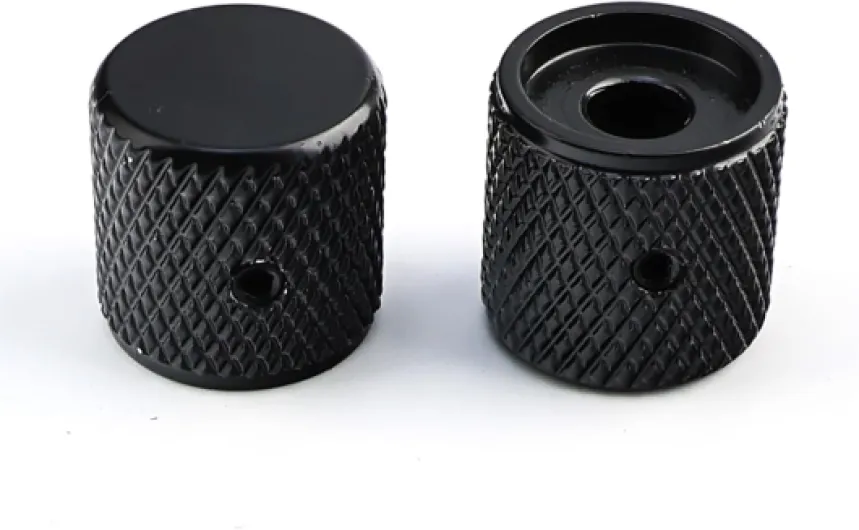 2PCS Stainless Steel Guitar Knobs CNC Machined Volume Tone Control Knobs Flat Top 1/4"(6.5mm) Hole Set Screw Fit for Fender Strat Telecaster Les Paul Electric Guitar or Bass(Matte Black) 2 Pieces-6.5mm Matte Black