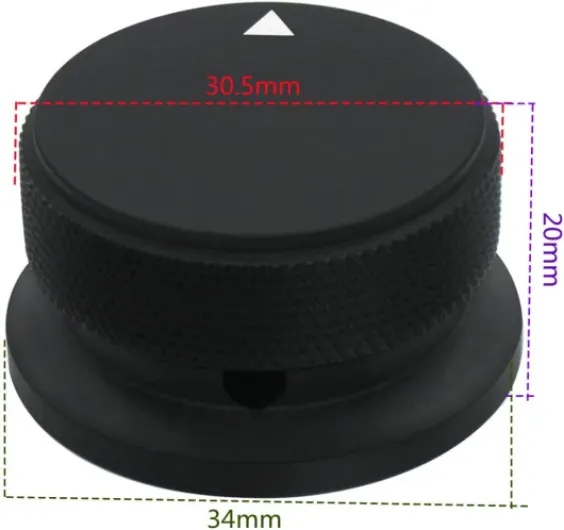 34 x 20mm Aluminum Alloy Potentiometer Control Knob Volume Audio Electric Guitar Bass Screw Type, for 6mm Diameter Shaft