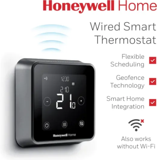 Honeywell Home T6 Wired Smart Thermostat - Black - Touchscreen Heating Control with Geofencing, Alexa, Apple & Google - 868 MHZ - Easy Install & App Setup for Combi Boiler & More - CM907 Replacement Wire Black