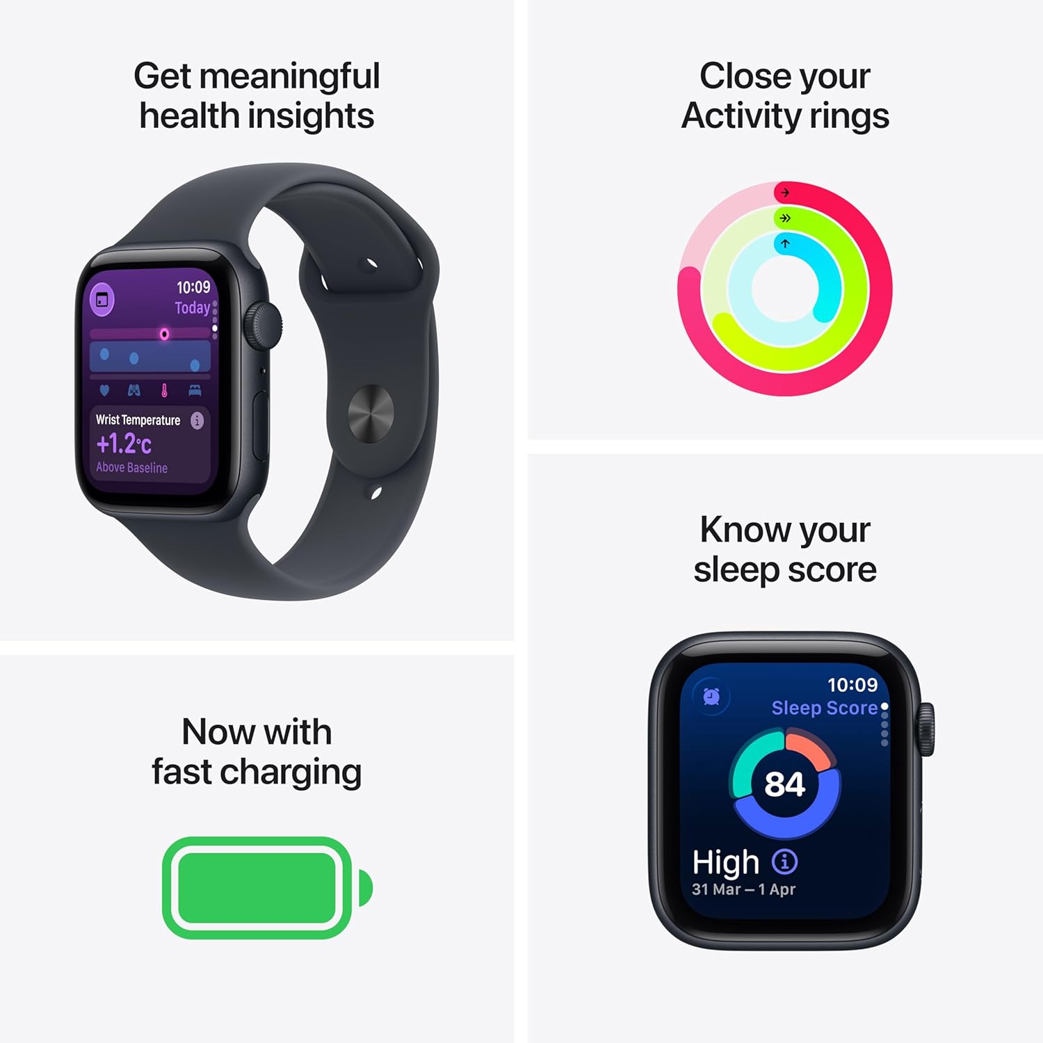 Watch SE 3 GPS 40mm Smartwatch with Midnight Aluminium Case with Midnight Sport Band M/L - Fitness and Sleep Trackers, Heart Rate Monitor, Always-On Display, Water Resistant M/L - fits 150–200mm wrists 40 mm case Midnight