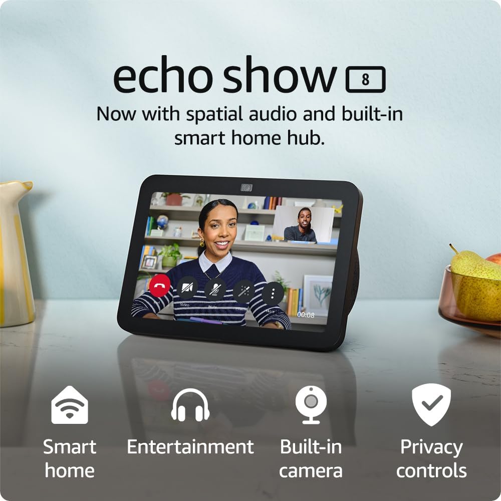 Echo Show 8 (3rd Generation, 2023 release), HD smart touchscreen with spatial audio, smart home hub, Charcoal, with Alexa+ Early Access Charcoal Device Only
