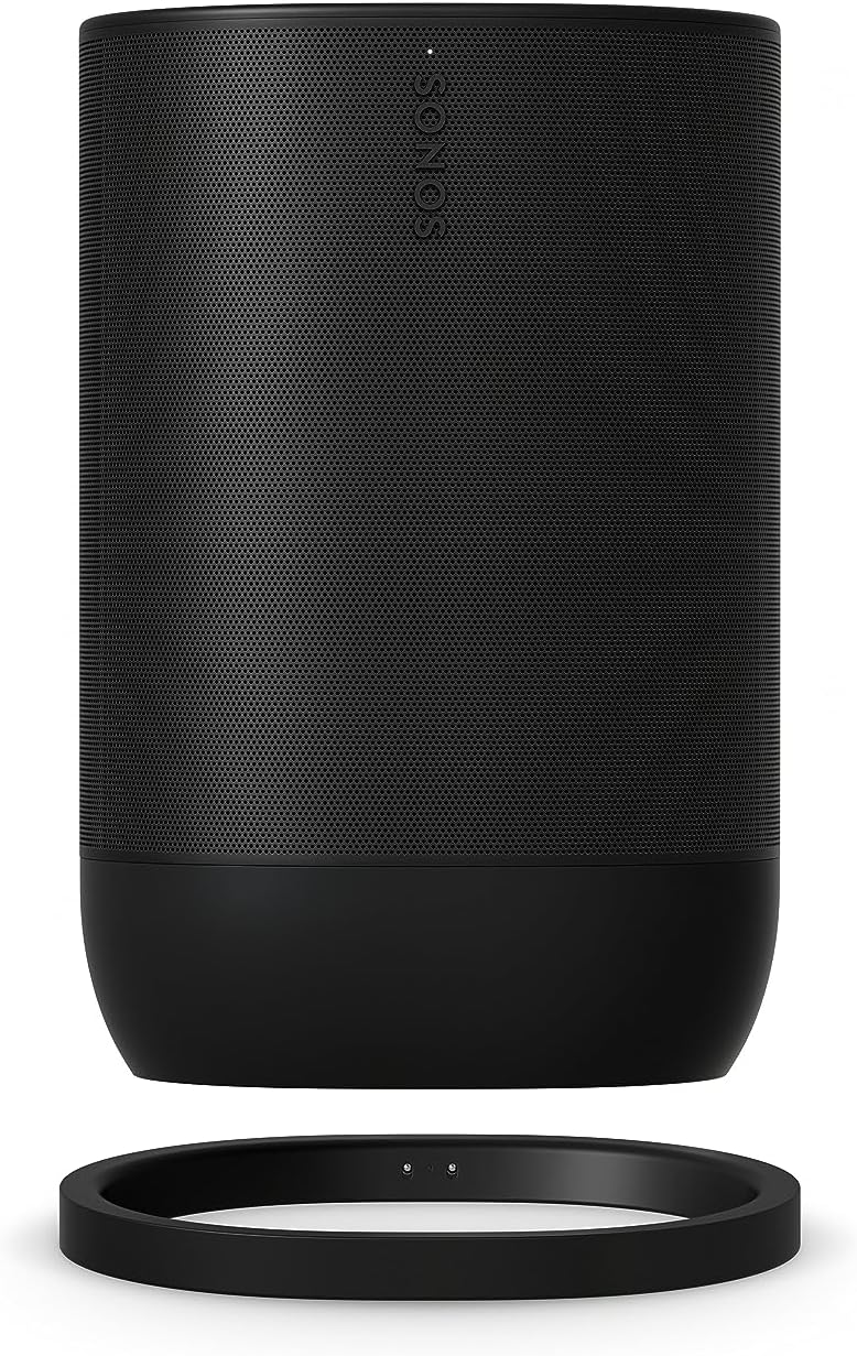 Move 2 - Wireless Portable Speaker with WiFi, Bluetooth, compatible with Amazon Alexa, 24-Hour Battery Life, Wireless Charging Base - Black