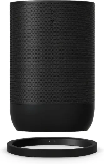 Move 2 - Wireless Portable Speaker with WiFi, Bluetooth, compatible with Amazon Alexa, 24-Hour Battery Life, Wireless Charging Base - Black