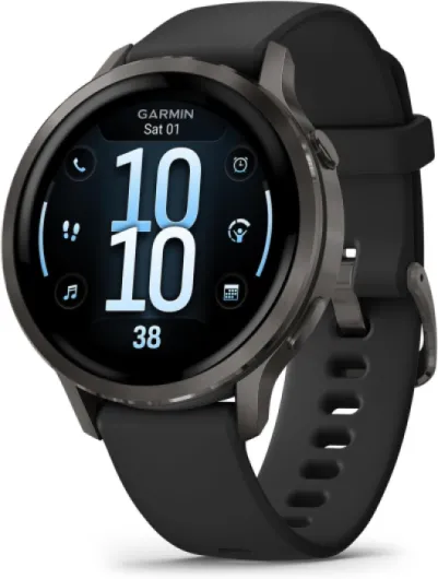 Venu 4, 41mm, Advanced Fitness Tracker GPS Smartwatch, 1.2" AMOLED Display, Built-in Flashlight, 10 Days of Battery Life, Slate with Black Silicone Band (Watch Bundle) Slate w/ Black 41mm