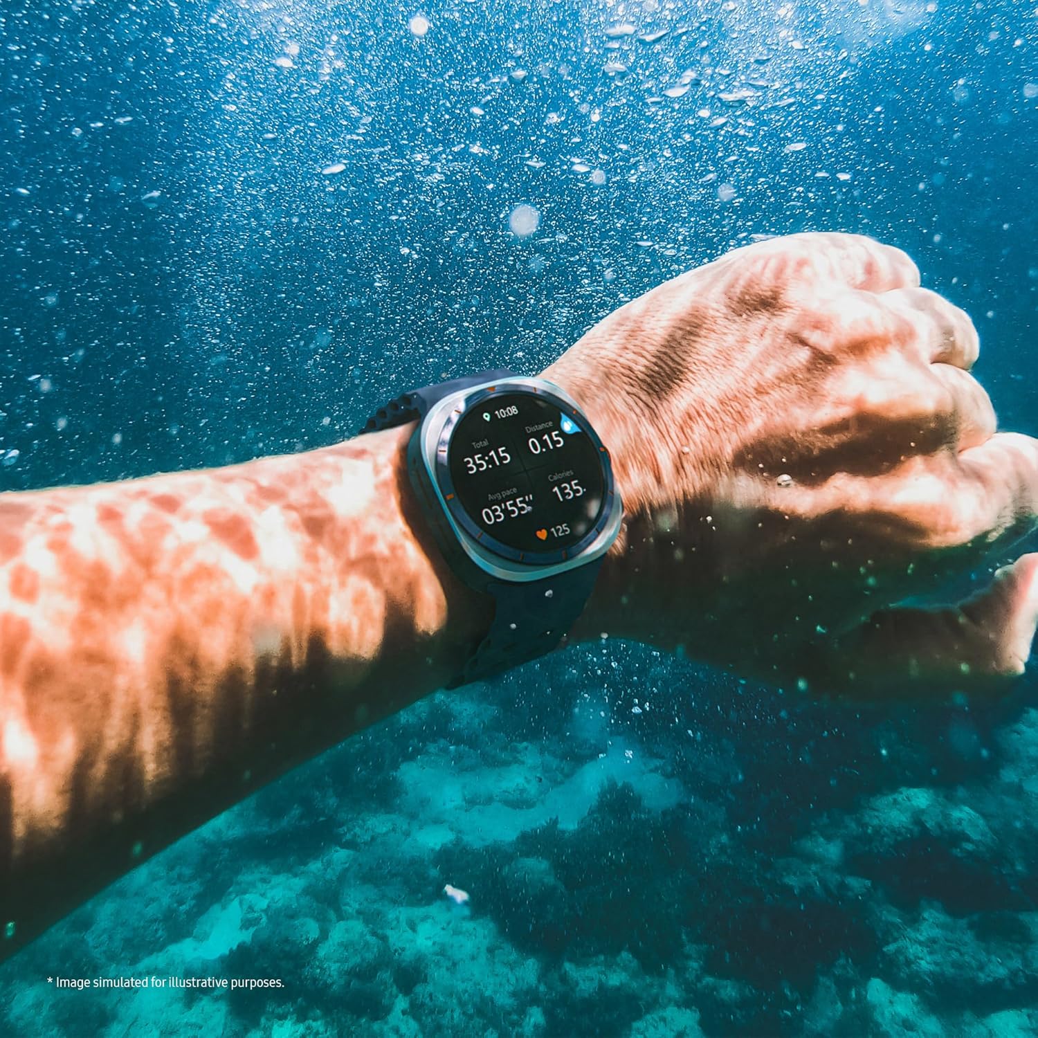 Galaxy Watch Ultra (2025), AI Smart Watch, Marine Band, Titanium Casing, Cushion Design, Quick Button, 47mm, LTE, Titanium Grey, 3 Year Extended Warranty (UK Version) Titanium Dark Grey Marine Band - Orange 64 GB S/M/L - Fits 160 to 205mm wrists