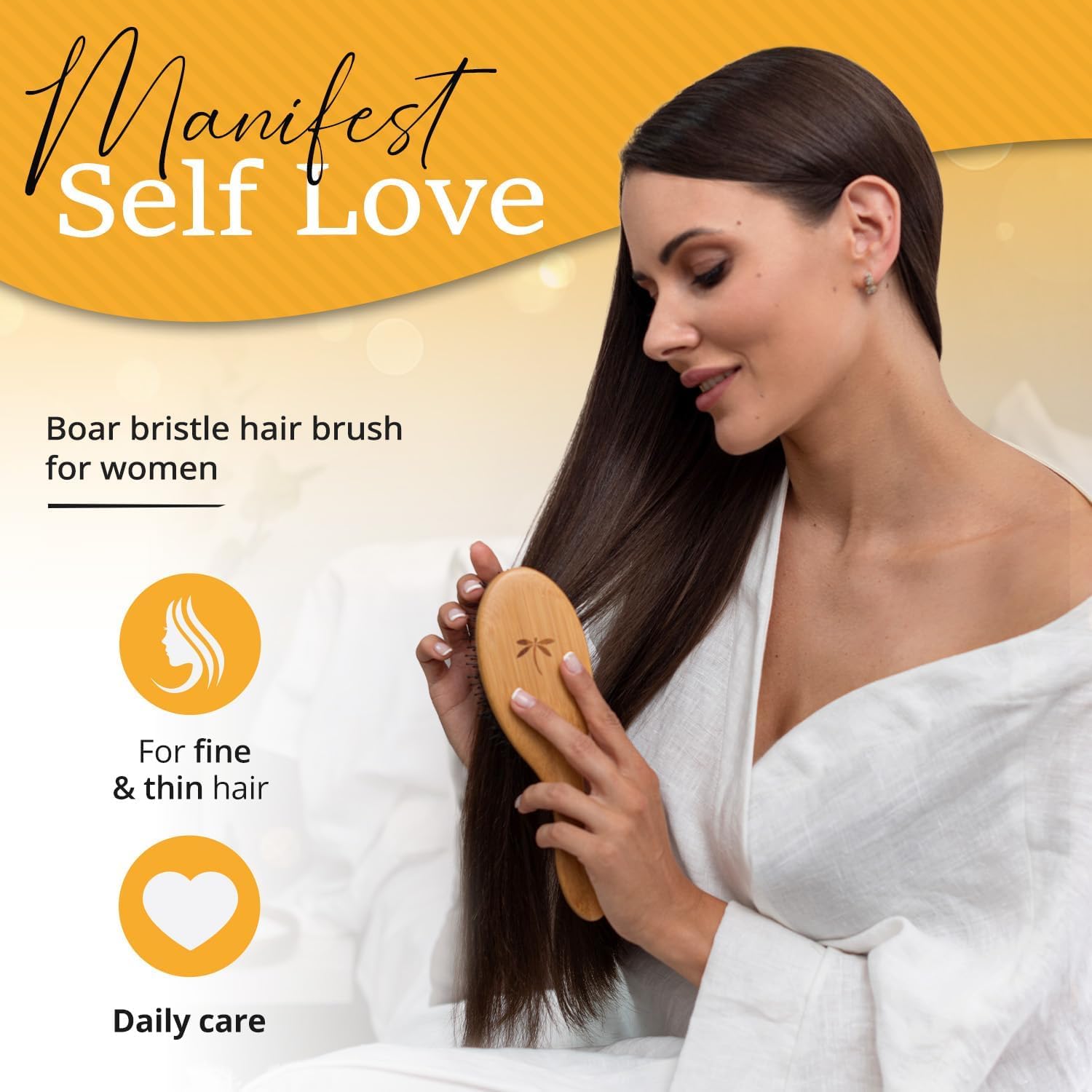 Premium Boar Bristle Hair Brush for Thick Hair Set - Hairbrush for Women With Thick, Long or Curly Hair - Restores Hair's Shine and Health - Comb, Travel Bag & Spa Headband Included Medium