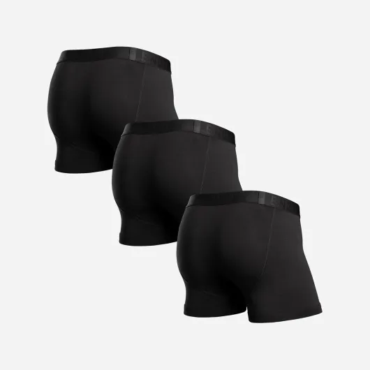 Men’s Classic Icon Trunk with 3D Pouch, Anti-Chafe, Breathable TENCEL Modal, No-Roll Waistband, 3.5” Inseam (3pk) Small Black 3 Pack