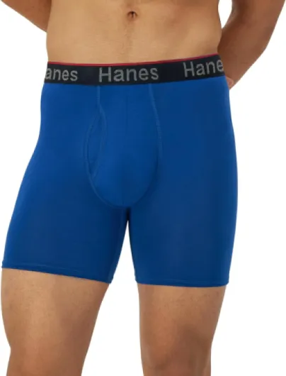 Men's Total Support Pouch Men's Boxer Brief Underwear, Anti-chafing, Moisture-wicking Odor Control, 3-pack Regular- 6" Inseam Large Blue/Red/Black