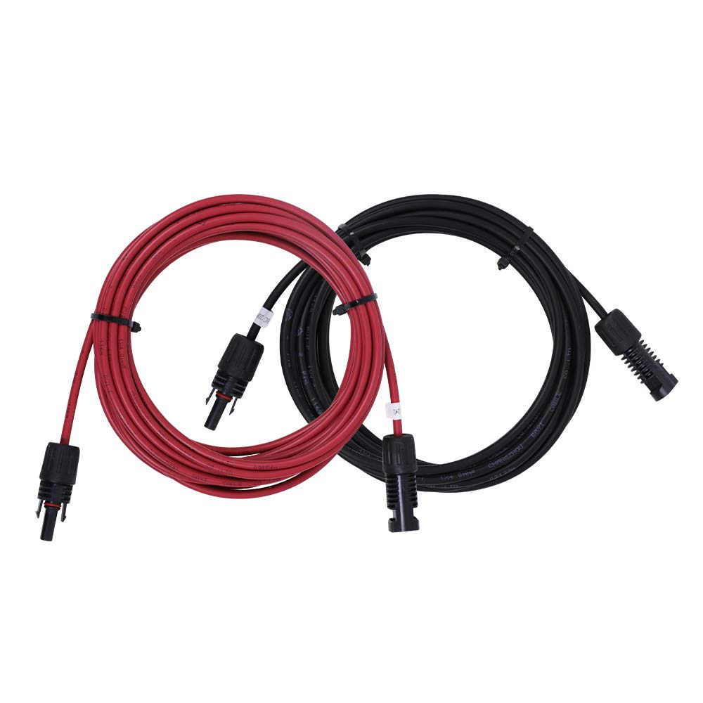 20FT 12AWG Solar Panel Extension Cable with Female and Male Connectors, 20Ft - 12AWG, 1 Pair 20' 12 Gauge Red and Black 20FT12AWG