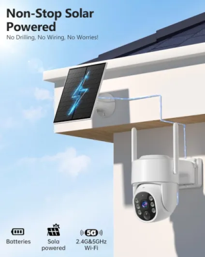 2K Security Camera System, 5GHz&2.4GHz WiFi Solar Wireless Cameras for Home Security, Wire-free Installation, AI Detection, Two-way Audio, Mobile alerts, SD/Cloud Storage, Color Night Vision, 4 Packs 4 Packs(White)